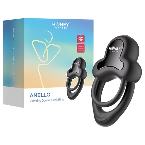 Honey Play Box Anello - vibracijski prsten za penis i testise - crni