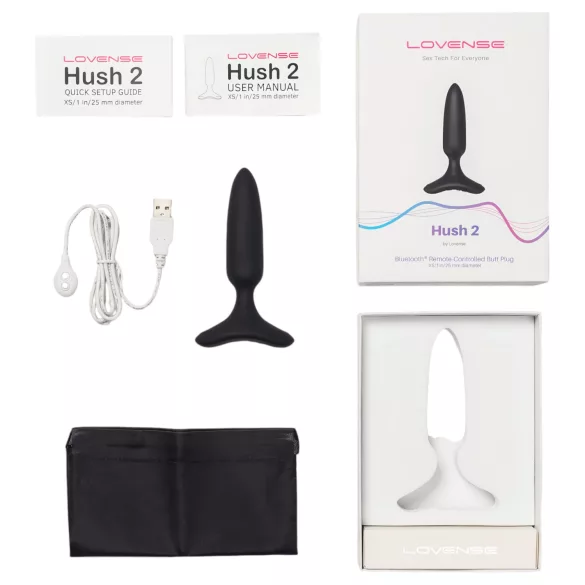 LOVENSE Hush 2 XS - mali analni vibrator na baterijsko punjenje (25 mm) - crni