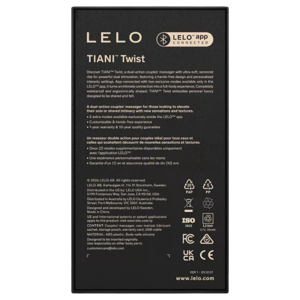 LELO Tiani Twist - pametni vibrator za parove (ružičasti)