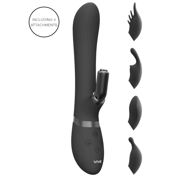 Vive Chou - Vibrator s klitoralnim nastavkom 4u1 - crni