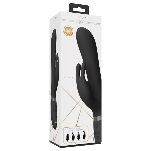 Vive Chou - 4u1 vibrator s ručkom za klitoris (crni)