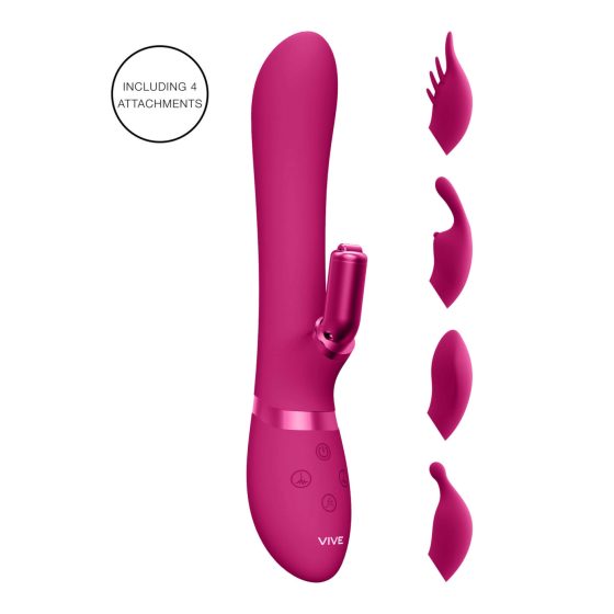 Vive Chou - punjivi, izmjenjivi vibrator za glavu s klitorisnom rukom (roza)