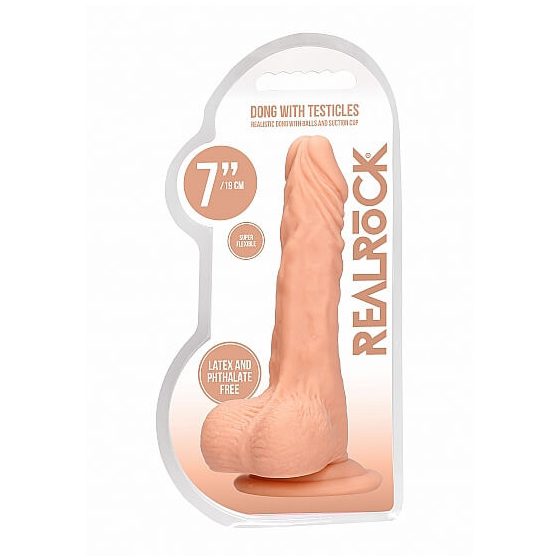 RealRock Dong 7 - realističan, dildo za testise (17 cm) - prirodan