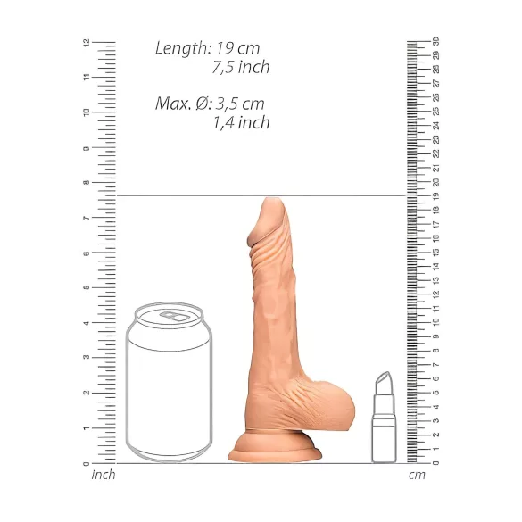 RealRock Dong 7 - realistični dildo s testisima 17cm - natur