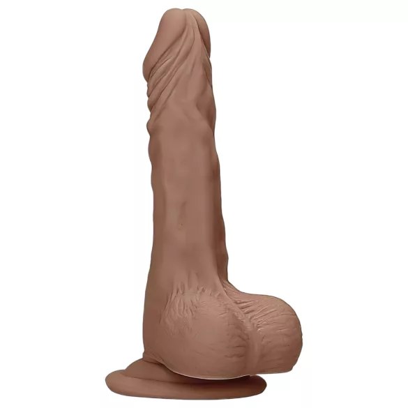 RealRock - realistični dildo s testisima - 17 cm - tamno natur