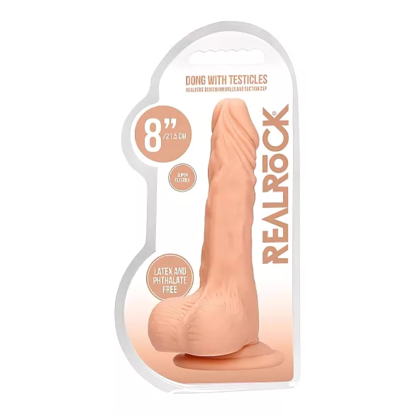 RealRock Dong 8 - realistični dildo s testisima 20cm - natur