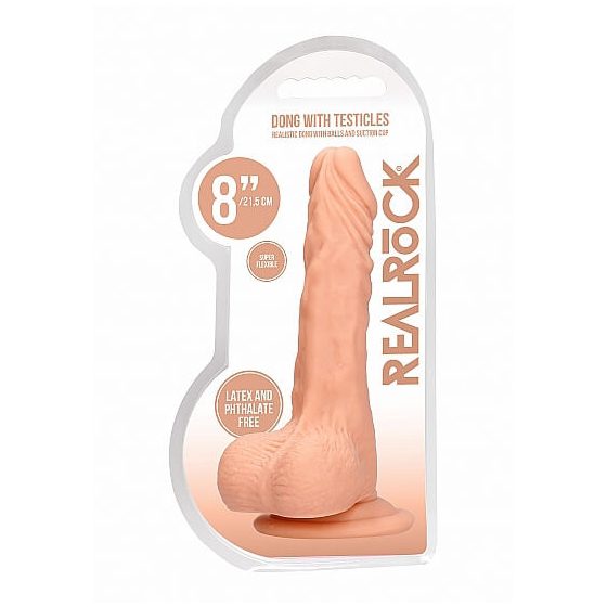 RealRock Dong 8 - realističan, dildo za testise (20 cm) - prirodan