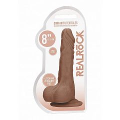   RealRock Dong 8 - realističan, testikularni dildo (20cm) - tamno prirodan