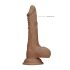 RealRock Dong 8 - prirodni dildo s testisima (20 cm) - tamna prirodna boja