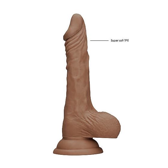 RealRock Dong 8 - realističan, testikularni dildo (20cm) - tamno prirodan
