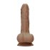 RealRock Dong 8 - prirodni dildo s testisima (20 cm) - tamna prirodna boja