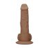 RealRock Dong 8 - prirodni dildo s testisima (20 cm) - tamna prirodna boja