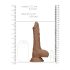 RealRock Dong 8 - prirodni dildo s testisima (20 cm) - tamna prirodna boja