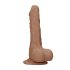 RealRock Dong 8 - prirodni dildo s testisima (20 cm) - tamna prirodna boja