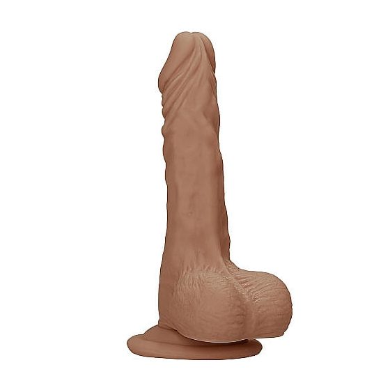 RealRock Dong 8 - realističan, testikularni dildo (20cm) - tamno prirodan