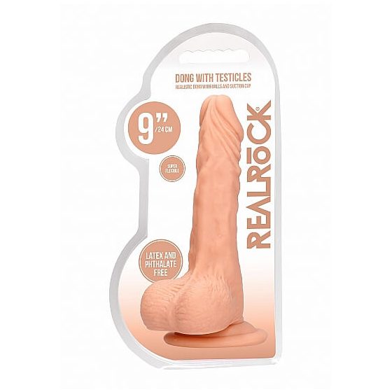 RealRock Dong 9 - realističan, dildo za testise (23 cm) - prirodan