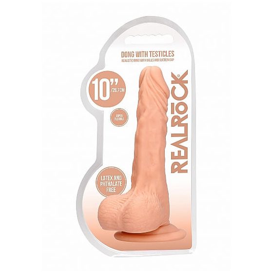 RealRock Dong 10 - realističan, dildo za testise (25 cm) - prirodan
