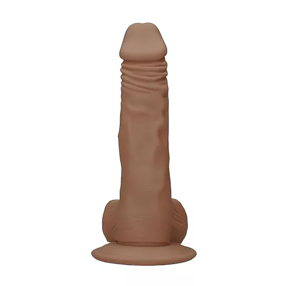 RealRock - dildo s testisima - realističan - 25 cm - tamno prirodna boja