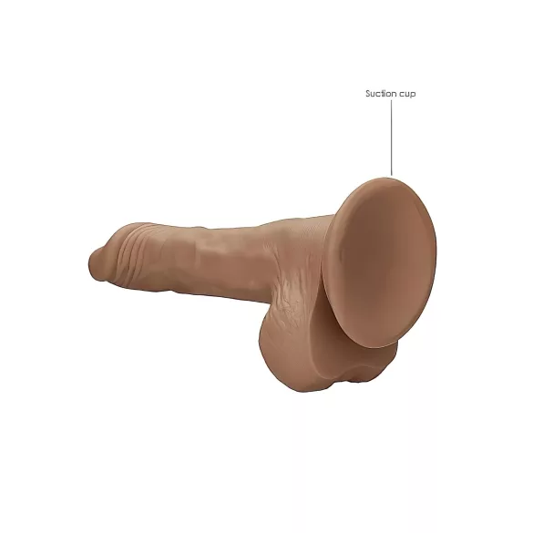 RealRock - dildo s testisima - realističan - 25 cm - tamno prirodna boja