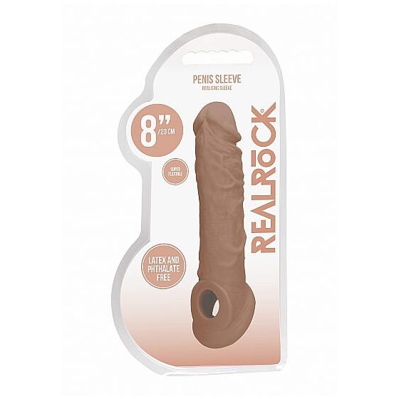 RealRock Penis Sleeve 8 - navlaka za penis (21cm) - tamna prirodna