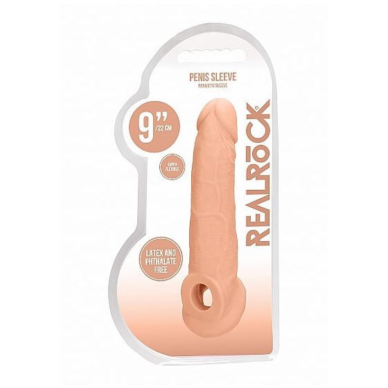 RealRock Penis Sleeve 9 - navlaka za penis (21,5 cm) - prirodna