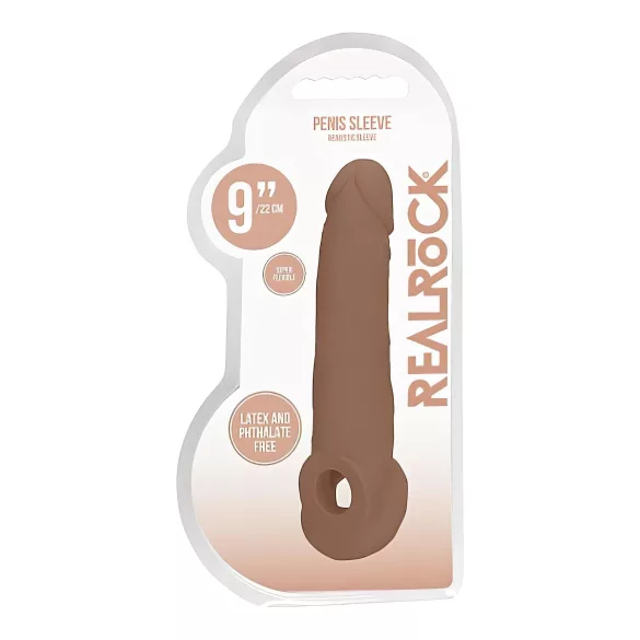 RealRock - penis navlaka 21,5 cm - tamno prirodna boja