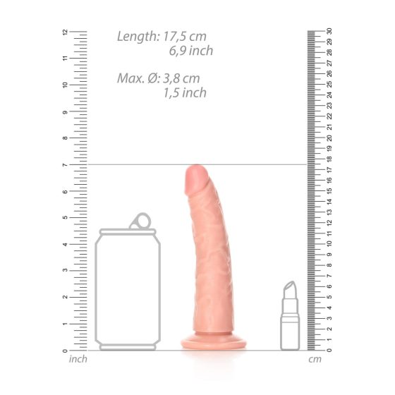 RealRock Slim - ljepljivi, realistični dildo - 15,5 cm (prirodni)