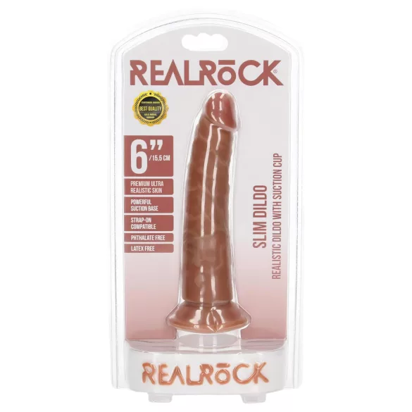RealRock - realistični dildo 15,5 cm - tamna prirodna boja