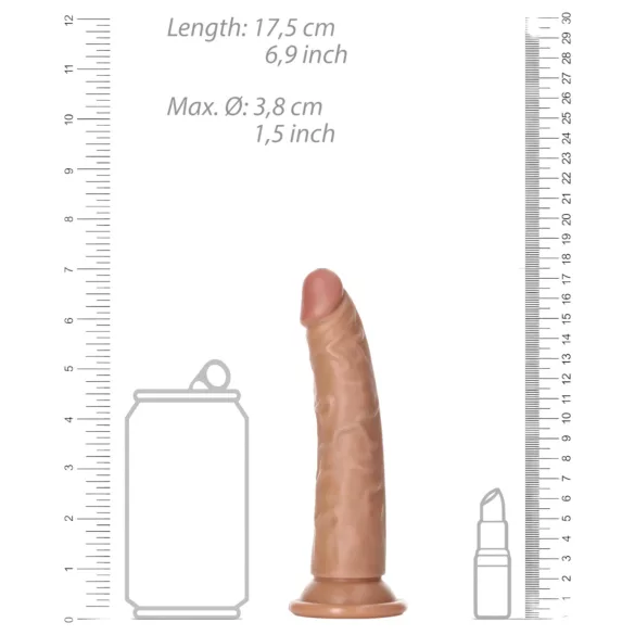RealRock - realistični dildo 15,5 cm - tamna prirodna boja