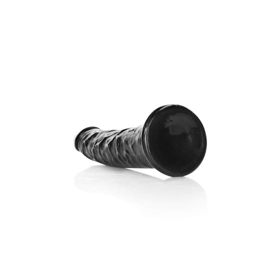 RealRock Slim - ljepljivi, realistični dildo - 15,5 cm (crni)