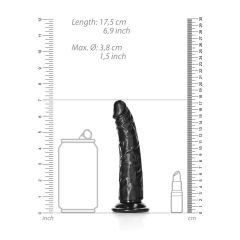   RealRock Slim - ljepljivi, realistični dildo - 15,5 cm (crni)