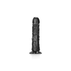 RealRock - realistični dildo s vakuumom - 15,5 cm (crni)