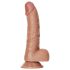 RealRock - dildo s vakuumskom bazom i testisima - 15,5 cm (tamna koža)