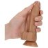 RealRock - dildo s vakuumskom bazom i testisima - 15,5 cm (tamna koža)