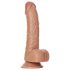 RealRock - dildo s vakuumskom bazom i testisima - 15,5 cm (tamna koža)