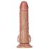 RealRock - dildo s vakuumskom bazom i testisima - 15,5 cm (tamna koža)