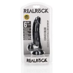   RealRock - realistični dildo sa vakuumom, testis - 15,5 cm (crni)