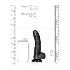   RealRock - realistični dildo sa vakuumom, testis - 15,5 cm (crni)
