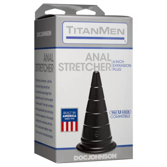 Doc Johnson TitanMen Anal Stretcher - stožasti analni rastezač plug (crni) - 15 cm