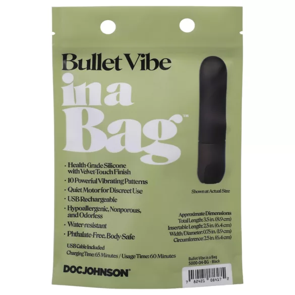 Doc Johnson - vibrirajući mini vibrator - vodootporan, punjiv - crni
