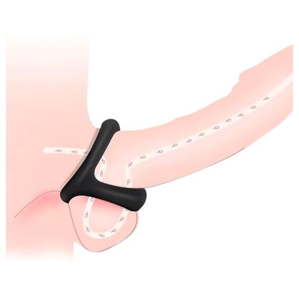 Prsten za penis i testise - stimulirajuća površina - crni