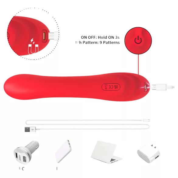 Bestoy - G-točka vibrator s jezikom - silikon - crvena