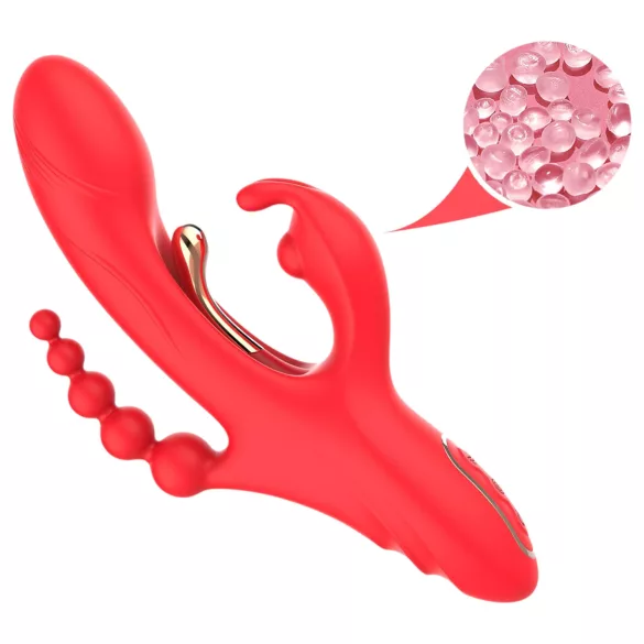 Bestoy - vibrator s 3 nastavka i jezikom - crveni