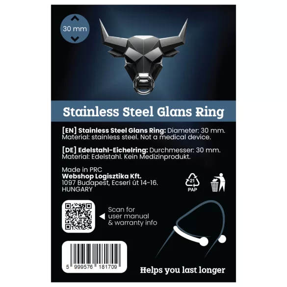 Prsten od nehrđajućeg metala za odgodu ejakulacije (30 mm)