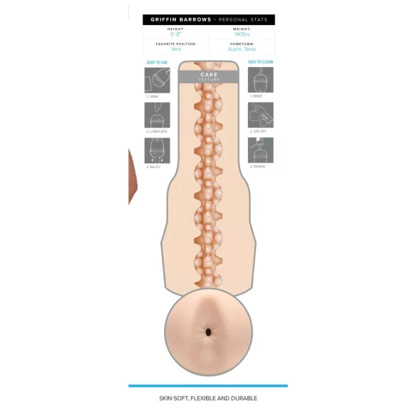 Fleshjack Griffin Barrows - realistični masturbator za stražnjicu - natur boja
