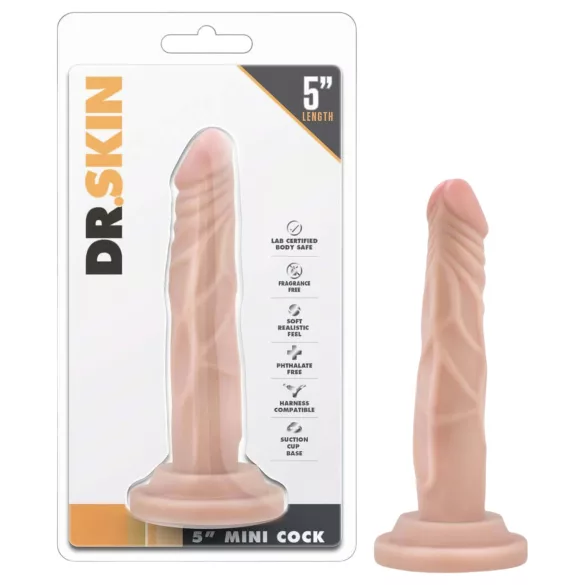 Dr. Skin 5 - realistični dildo s vakuum postoljem - prirodna boja 14,5 cm