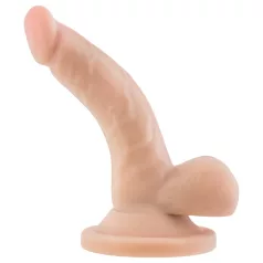   Dr. Skin - realistični dildo s testisima i vakuum postoljem - 12 cm, prirodni