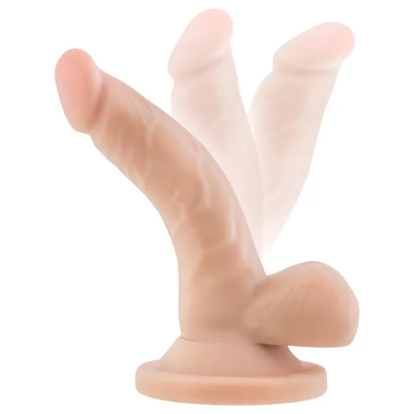 Dr. Skin - realistični dildo s testisima i vakuum postoljem - 12 cm, prirodni