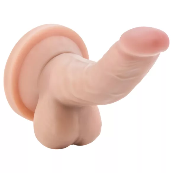 Dr. Skin - realistični dildo s testisima i vakuum postoljem - 12 cm, prirodni