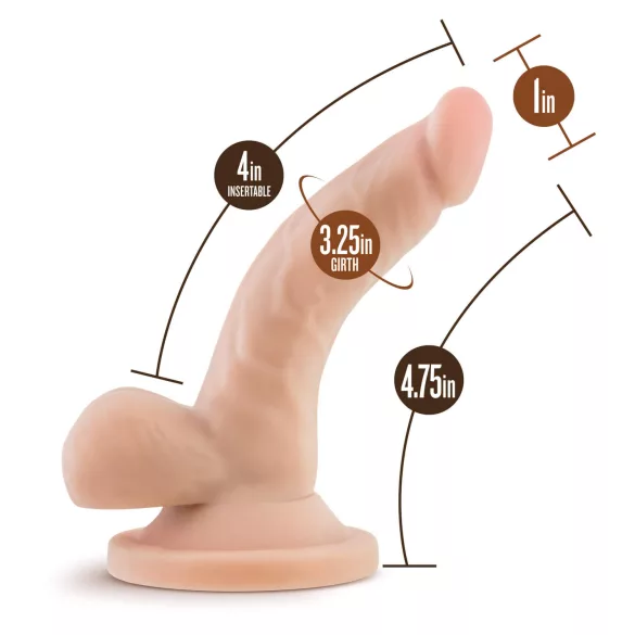 Dr. Skin - realistični dildo s testisima i vakuum postoljem - 12 cm, prirodni